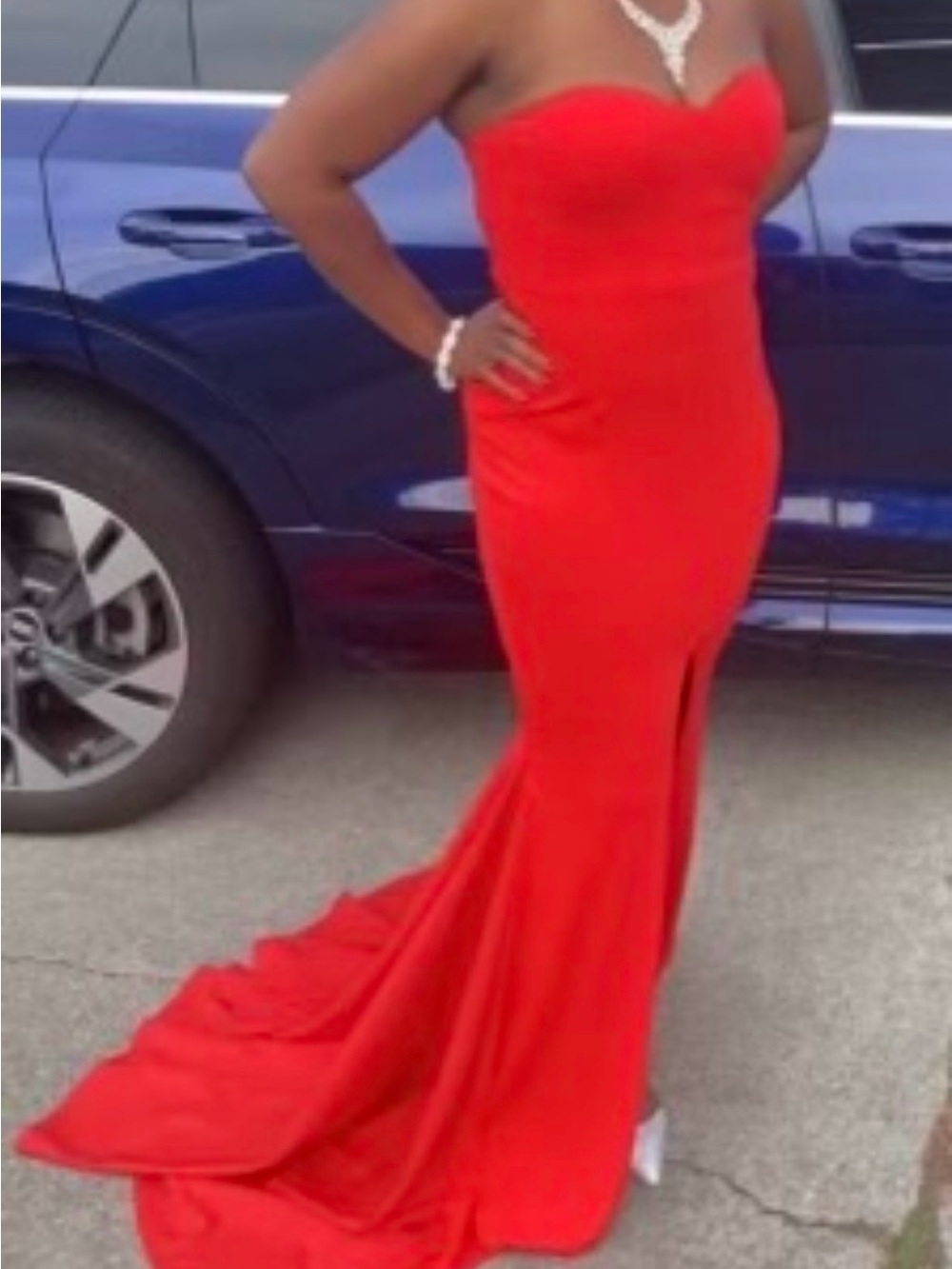 Strapless Red Maxi Evening Gown